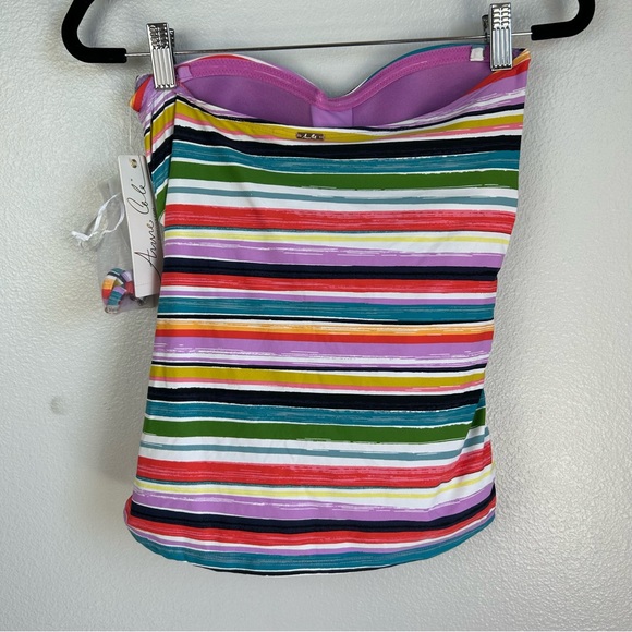 Anne Cole NWT Painted Striped Twist Front Shirred Tankini Top Size S - Picture 2 of 6